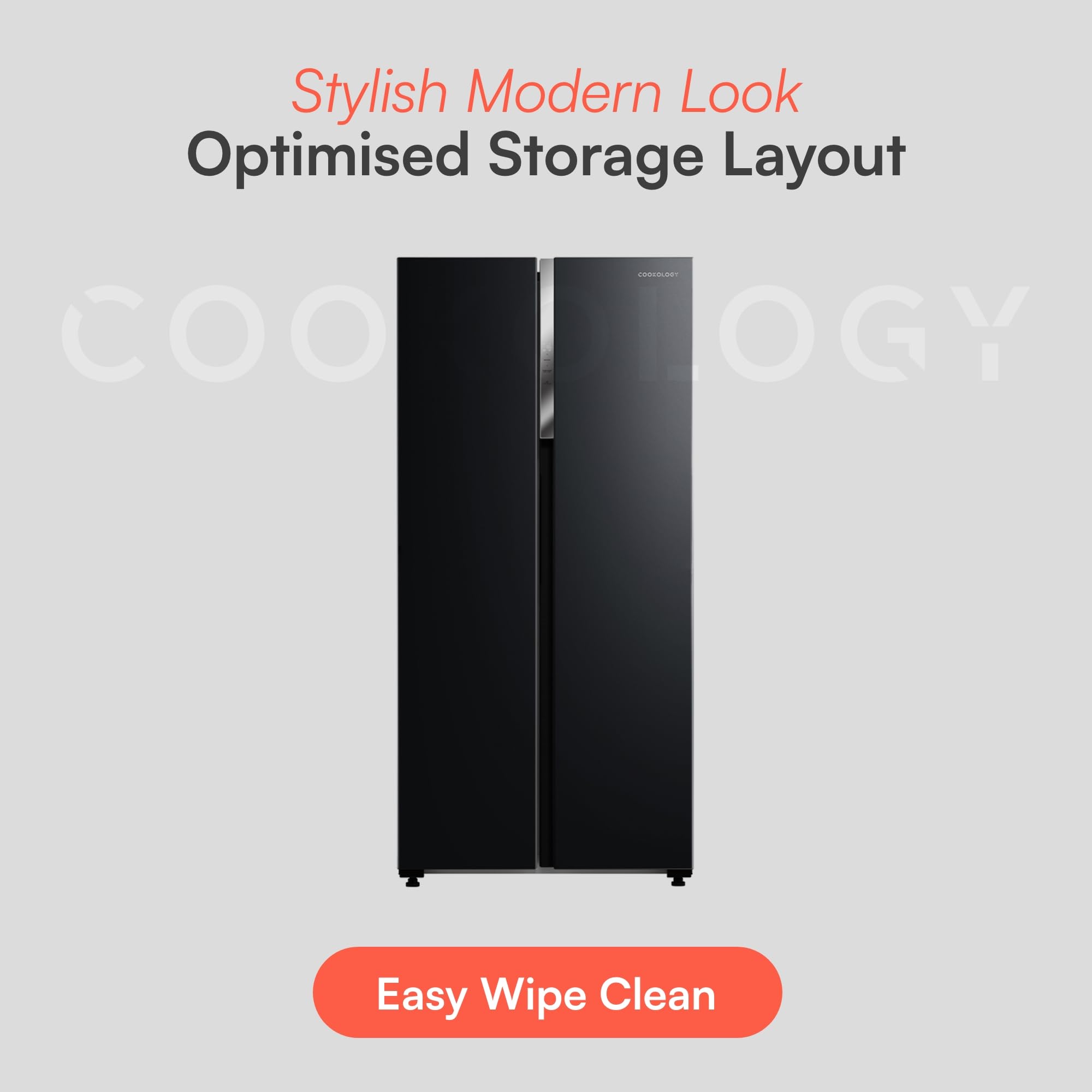 Cookology CSBS460BK 177.5cm Freestanding American Side-by-Side Fridge Freezer in Black
