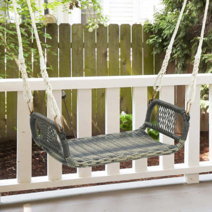 Costway Rattan Backless Garden Swing Bench
