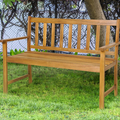 1 / 7Rollover to Zoom Costway 2 Seater Wooden Patio Bench with Armrests